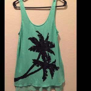 EXPRESS mint green tank w sequins